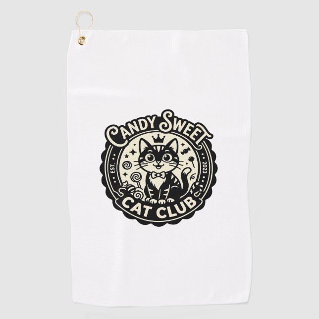 Candy Sweet Cat Funny Cat Graphic - Candy Sweet Ca Golf Towel (Front)