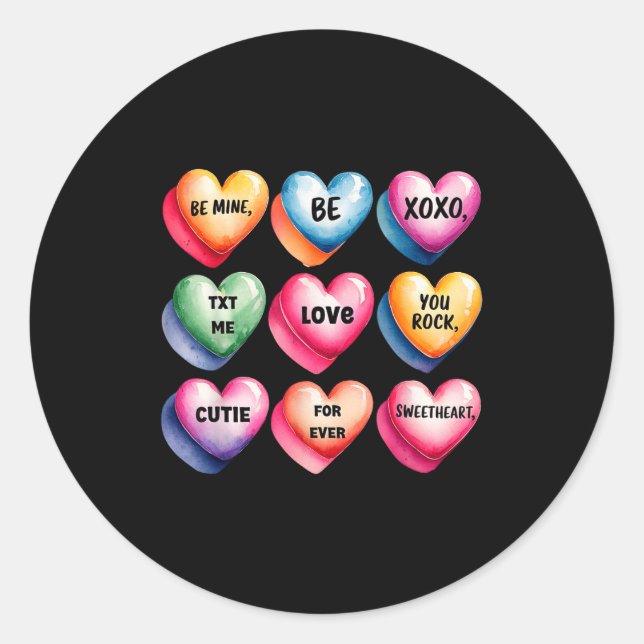 Candy Sweet Heart Valentines Day Design For Women  Classic Round Sticker (Front)