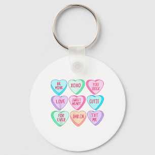 Candy Sweet Hearts Love Valentines Day Shirt Women Keychain