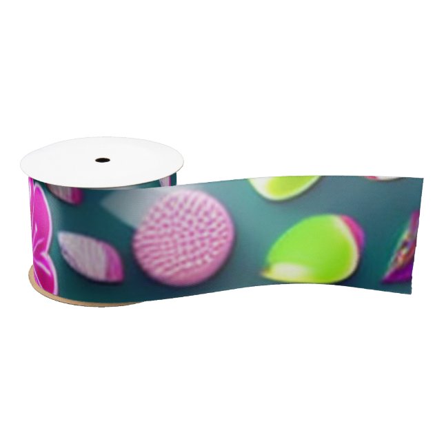 Candy Sweet pink green white multiple candies Satin Ribbon (Spool)