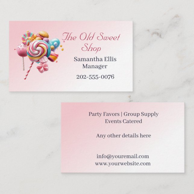 Candy Sweet Store Party Favour Business Card (Front/Back)