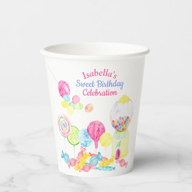 Candy Sweet Treats Personalized Birthday    Paper Cups (Front)