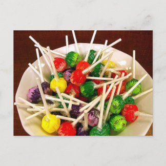 Candy sweets lollipop sucker snack treat yummy postcard