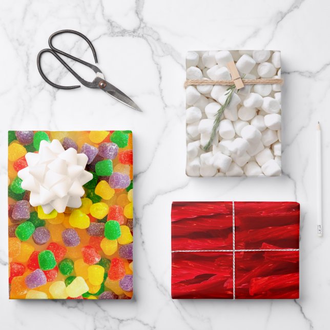 Candy Sweets Marshmallow Gumdrop Wrapping Papers Paper Sheet (Front)