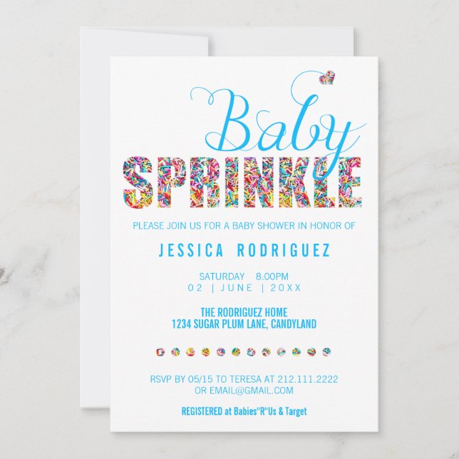 Candy Theme Baby SPRINKLE Shower Boy Invitation (Front)