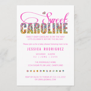 Candy Theme Sweet Caroline Baby Shower Invitation