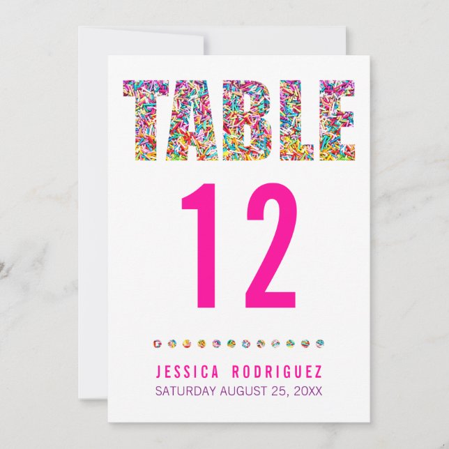Candy Theme TABLE NUMBER CARD (Front)