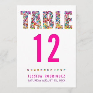 Candy Theme TABLE NUMBER CARD