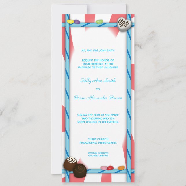 Candy "Ticket" Invitation/Menu Card (Front)