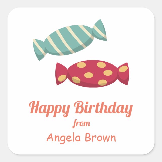 Candy/Toffee Birthday Goodies Square Sticker (Front)