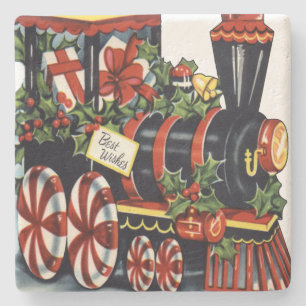 Candy Train Christmas Stone Coaster