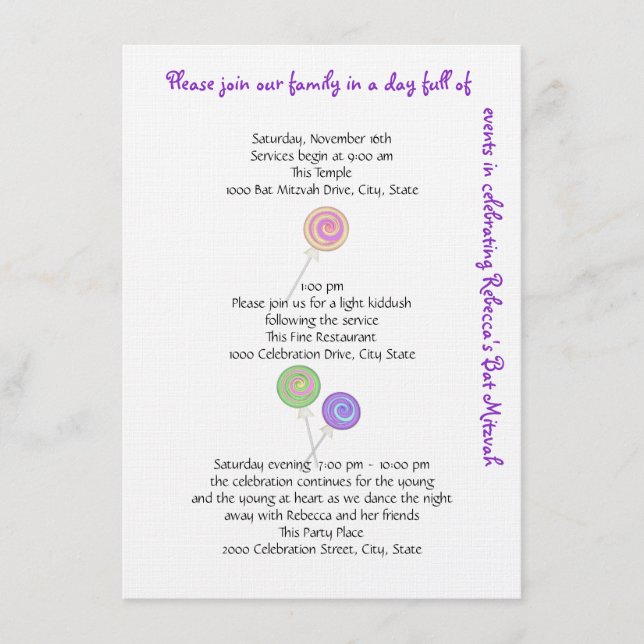 Candy Treasures Events and Information Enclosure Card (Front)