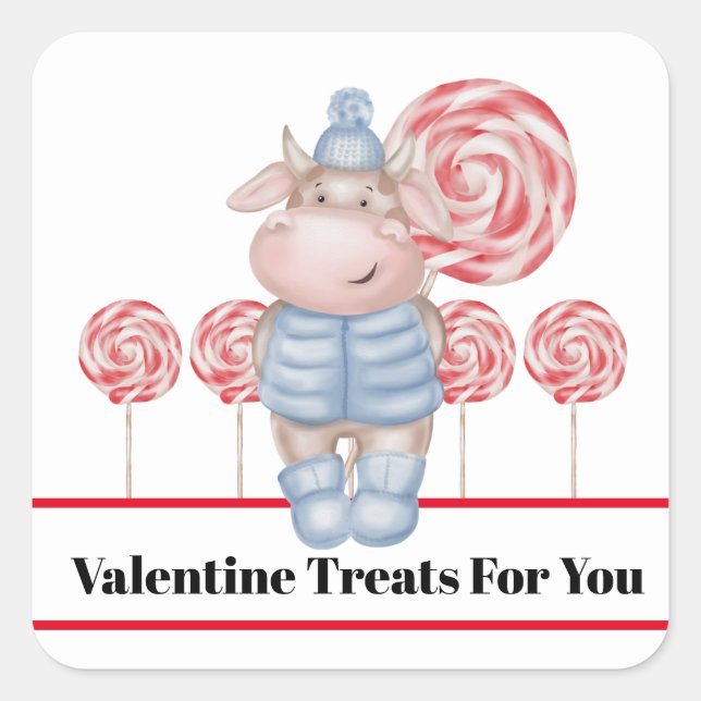 Candy Treats Just For You Valentine Stickers (Front)