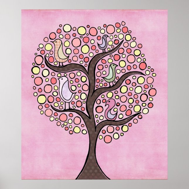 Candy Tree Pink Nursery Kids Room Wall Poster (Front)