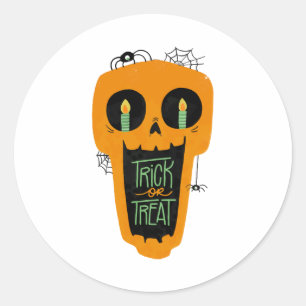 Candy Trick or Treat Funny Pumpkin Halloween boys Classic Round Sticker