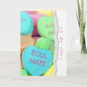 candy Valentine hearts with torn edge Card