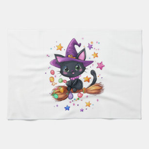 Candy Witch Cat Kitchen Towel
