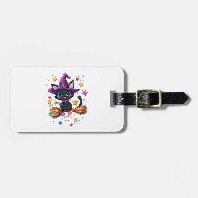Candy Witch Cat Luggage Tag (Front Horizontal)