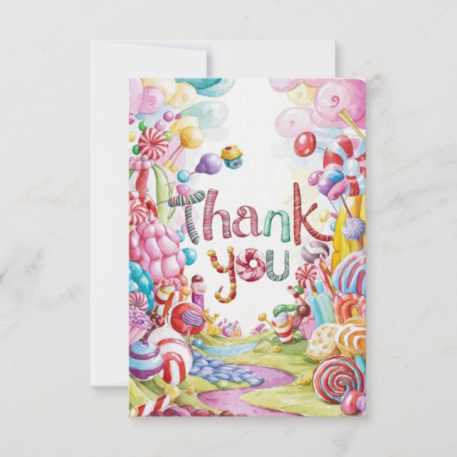 Candy Wonderland Candyland thank you card  (Front)