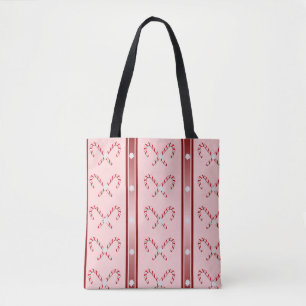 CandyCane and Stripes Pink, Red, White Tote Bag