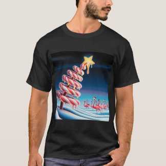 Candycane Christmas Tree with Flamingoes T-Shirt