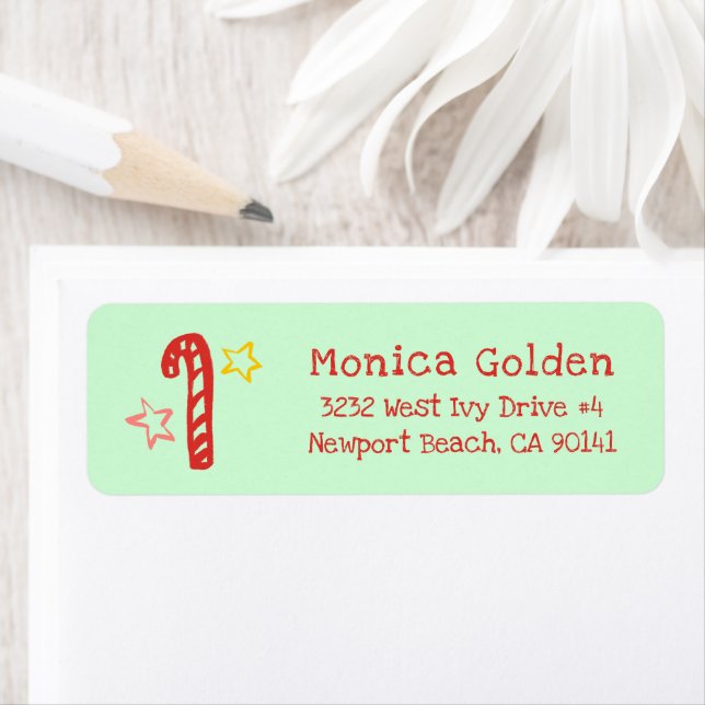 Candycane Doodle CHRISTMAS Holiday Return Address (Insitu)