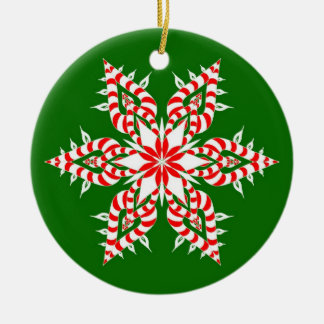Candycane Green Snowflake - Christmas Ornament