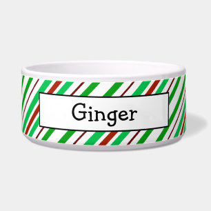 Candycane Peppermint Personalized Pet Bowls