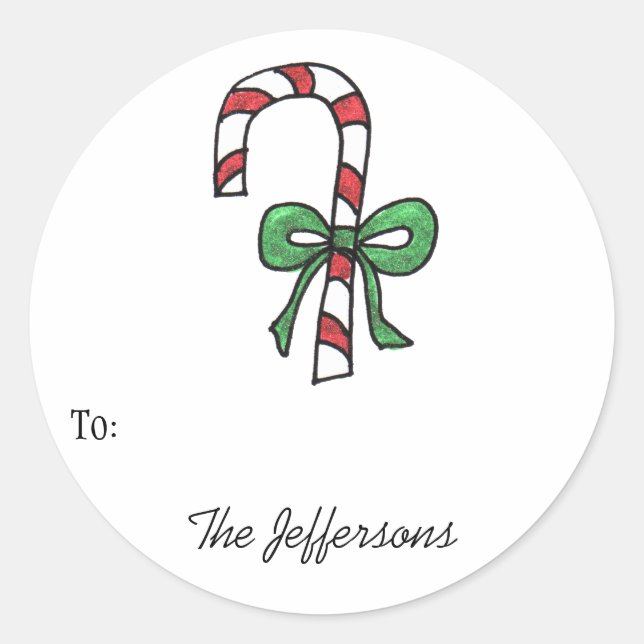 Candycane Round Gift Tags (Front)