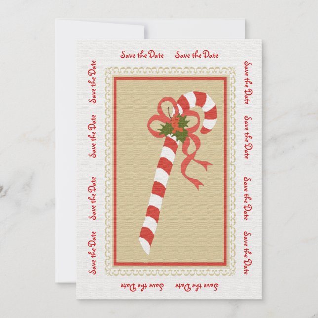 Candycane Save the Date Invitiation/Announcement Invitation (Front)