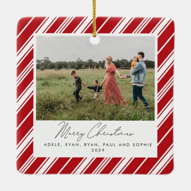 Candycane Stripe Merry Chhristmas Ceramic Ornament (Back)