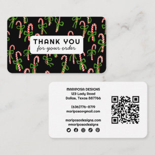 Candycanes Customer Order Thank You QR Code Social Business Card