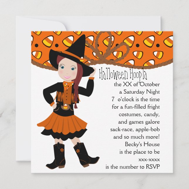 Candycorn Cowgirl! Invitation (Front)