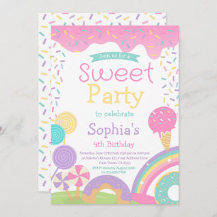 Candyland and Ice Cream Fully Customizable Invitation