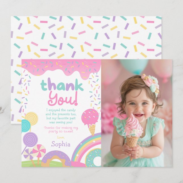 Candyland and Ice Cream Fully Customizable Invitation (Front/Back)