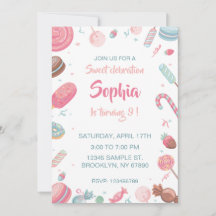Candyland Anniversaire Invitation de fête
