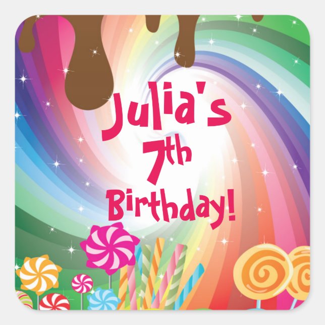 Candyland Birthday Stickers (Front)