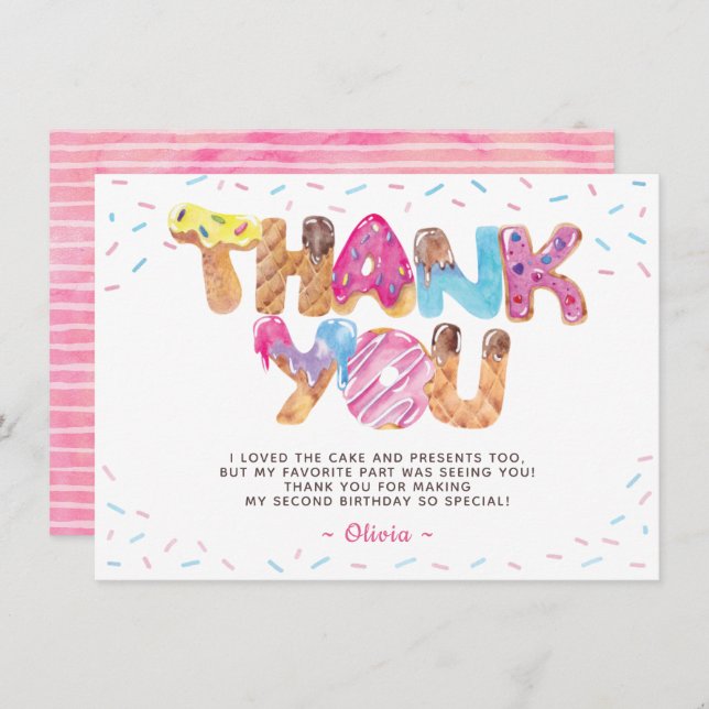 Candyland Birthday Thank You Card (Front/Back)