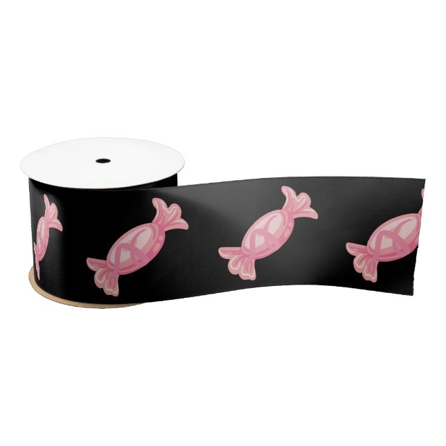  Candyland Black and Pink Satin Ribbon (Spool)