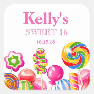 Candyland candy Theme Sweet 16 Favour Labels