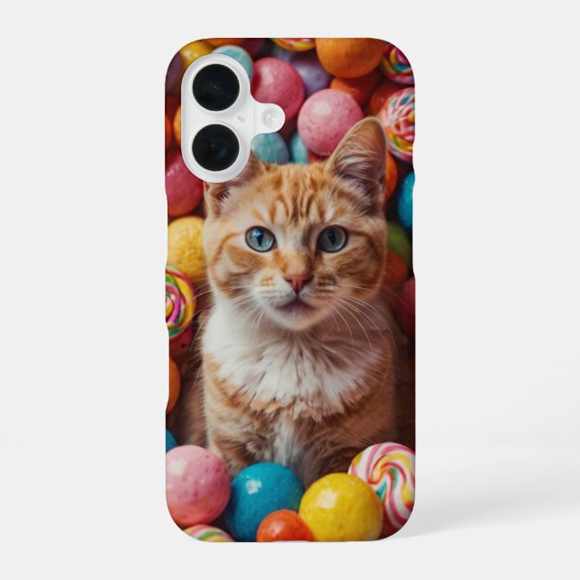 Candyland Cat iPhone 16 Case (Back)