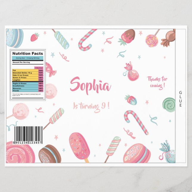 Candyland Chips Bag Wrapper Party Favour Bag (Front)