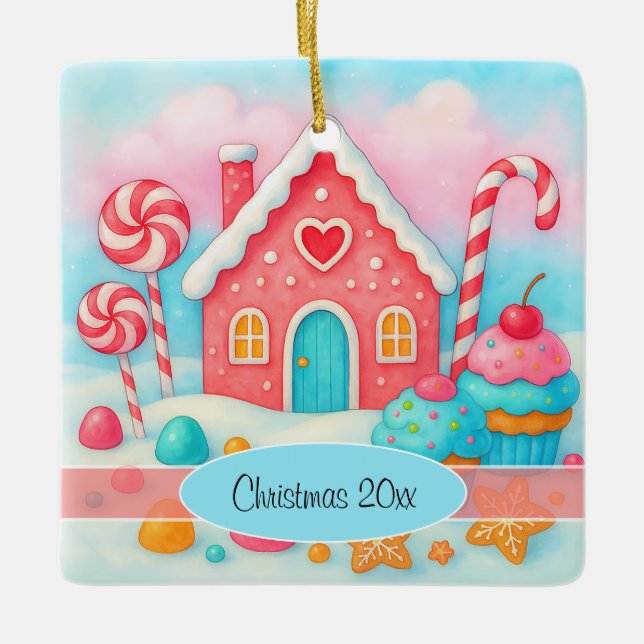 Candyland Christmas Holiday Ornament (Front)