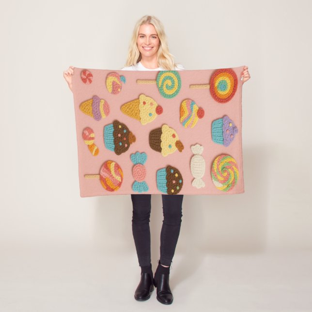 Candyland Faux Crochet Fleece Blanket-Kids&Nursery (In Situ)