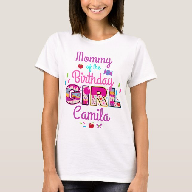 Candyland Mommy of the Birthday Girl lollipop T-Shirt (Front)