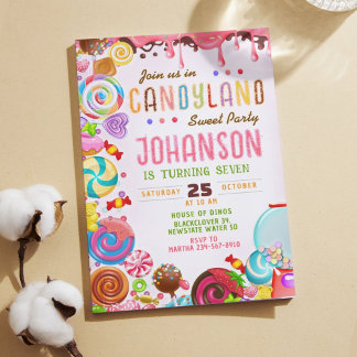 Candyland Sweet Anniversaire Fête Invitation