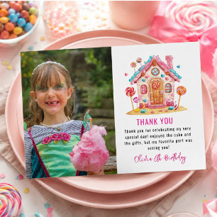Candyland Sweet Celebration Kids Birthday Part Thank You Card