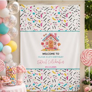 Candyland Sweet Celebration Kids Birthday Party Banner