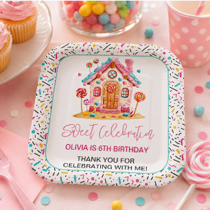 Candyland Sweet Celebration Kids Birthday Party Paper Plate