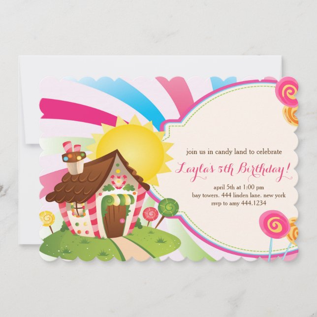 Candyland Sweet Shop Invitations d'anniversaire (Devant)